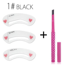 Load image into Gallery viewer, 1pc Eyebrow Pencil Longlasting Waterproof Durable Automaric Eye Brow Liner+3 Eyebrow Shaping Stencils Grooming Kit Makeup Tools