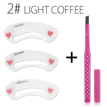 Load image into Gallery viewer, 1pc Eyebrow Pencil Longlasting Waterproof Durable Automaric Eye Brow Liner+3 Eyebrow Shaping Stencils Grooming Kit Makeup Tools