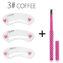 Load image into Gallery viewer, 1pc Eyebrow Pencil Longlasting Waterproof Durable Automaric Eye Brow Liner+3 Eyebrow Shaping Stencils Grooming Kit Makeup Tools