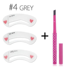 Load image into Gallery viewer, 1pc Eyebrow Pencil Longlasting Waterproof Durable Automaric Eye Brow Liner+3 Eyebrow Shaping Stencils Grooming Kit Makeup Tools