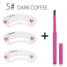 Load image into Gallery viewer, 1pc Eyebrow Pencil Longlasting Waterproof Durable Automaric Eye Brow Liner+3 Eyebrow Shaping Stencils Grooming Kit Makeup Tools