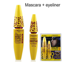 Load image into Gallery viewer, Professional 2 in 1 Eye Makeup Set Eye liner with Leopard Colossal Mascara Black Liquid Eyeliner Waterproof Curling mascara Tool
