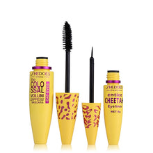 Load image into Gallery viewer, Professional 2 in 1 Eye Makeup Set Eye liner with Leopard Colossal Mascara Black Liquid Eyeliner Waterproof Curling mascara Tool